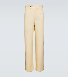 Pantalon droit Stria en coton à perles