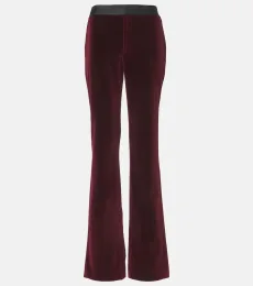 Pantalon évasé à taille haute en velours Pantalon évasé à taille haute en velours