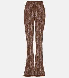Pantalon flare à taille haute en dentelle Pantalon flare à taille haute en dentelle