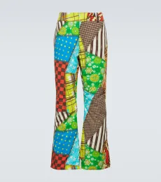 Pantalon flare imprimé en coton mélangé Pantalon flare imprimé en coton mélangé