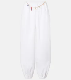 Pantalon fuselé en coton à ornement Pantalon fuselé en coton à ornement
