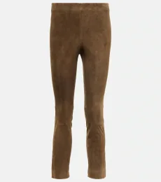 Pantalon raccourci en daim Pantalon raccourci en daim