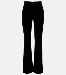 Pantalon slim Joan à taille haute en velours de coton Pantalon slim Joan à taille haute en velours de coton