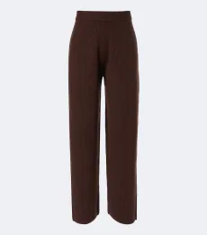 Pantalones anchos acanalados de lana y cachemir Pantalones anchos acanalados de lana y cachemir