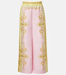 Pantalones anchos Barocco Foulard de sarga de seda Pantalones anchos Barocco Foulard de sarga de seda