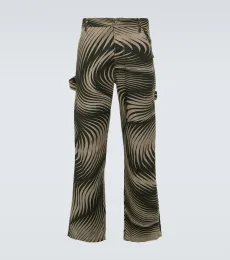 Pantalones anchos de algodón y lino