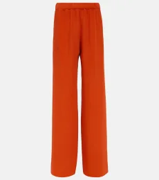 Pantalones anchos de cady couture de seda Pantalones anchos de cady couture de seda