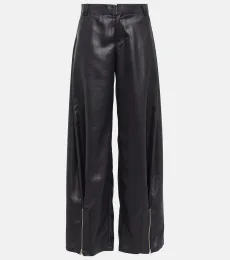 Pantalones anchos de seda con cremallera Pantalones anchos de seda con cremallera