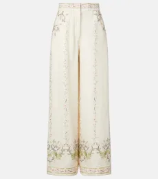 Pantalones anchos Tota de lino florales Pantalones anchos Tota de lino florales