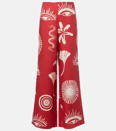 Pantalones anchos Toya de lino estampados