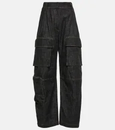 Pantalones cargo denim de tiro alto Pantalones cargo denim de tiro alto