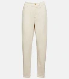 Pantalones de algodón de tiro alto Pantalones de algodón de tiro alto
