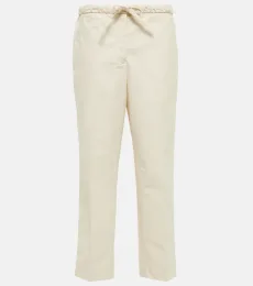Pantalones de algodón en tiro alto Pantalones de algodón en tiro alto