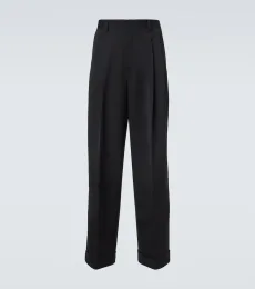 Pantalones de traje de gabardina en mezcla de lana y seda Pantalones de traje de gabardina en mezcla de lana y seda