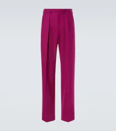Pantalones de traje de sarga de lana Pantalones de traje de sarga de lana