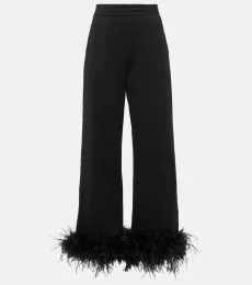 Pantalones deportivos de algodón con plumas Pantalones deportivos de algodón con plumas