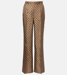 Pantalones palazzo Graphic Dreams de sarga de seda Pantalones palazzo Graphic Dreams de sarga de seda