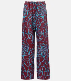 Pantalones rectos de jersey floral Pantalones rectos de jersey floral