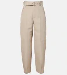 Pantalones rectos de lana de tiro alto