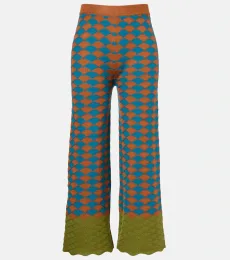 Pantalones rectos de lana en intarsia Pantalones rectos de lana en intarsia