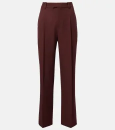 Pantalones rectos de lana virgen con cuentas Monili Pantalones rectos de lana virgen con cuentas Monili