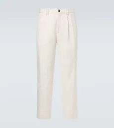 Pantalones rectos de lona de algodón y lino Pantalones rectos de lona de algodón y lino