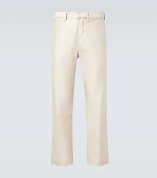 Pantalones rectos de satén de algodón Pantalones rectos de satén de algodón
