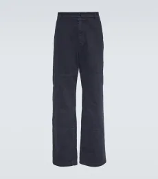 Pantalones rectos de tiro medio de algodón Pantalones rectos de tiro medio de algodón