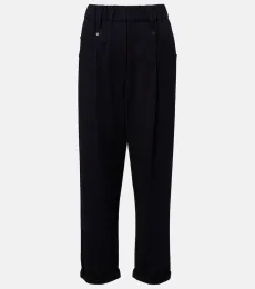 Pantalones rectos en mezcla de algodón con cuentas Monili Pantalones rectos en mezcla de algodón con cuentas Monili