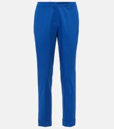 Pantalones slim de algodón de tiro alto Pantalones slim de algodón de tiro alto