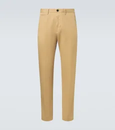 Pantalones slim de algodón y lino