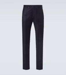 Pantalones slim de franela de lana virgen Pantalones slim de franela de lana virgen