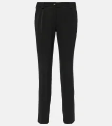 Pantalones slim de mezcla de lana de tiro bajo