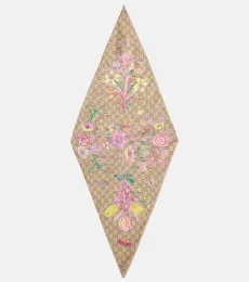 Pañuelo de seda floral con GG Pañuelo de seda floral con GG