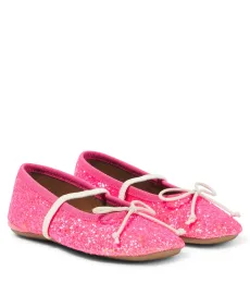 PÃPÃ Bow-detail glitter ballet flats