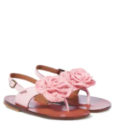 PÃPà Floral-appliquà leather sandals PÃPà Floral-appliquà leather sandals