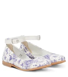 PÃPÃ Floral leather ballet flats