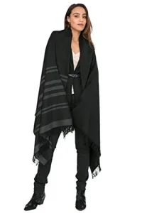 Pashmina Shawl Wraps for Women – Merino Wool Scarf, Travel Blanket & Wrap – Warm, Handmade, Multi-Use - Black 1 Stripes Shawl Pashmina Shawl Wraps for Women – Merino Wool Scarf, Travel Blanket & Wrap – Warm, Handmade, Multi-Use - Black 1 Stripes Shawl
