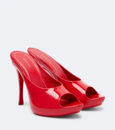 Patent leather platform mules Patent leather platform mules