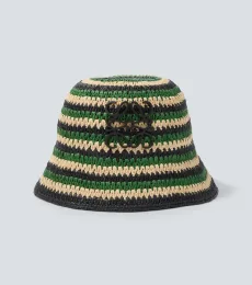 Paula's Ibiza striped raffia bucket hat Paula's Ibiza striped raffia bucket hat