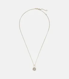 Pave Diamond Disk 18kt gold chain necklace with diamonds