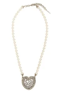Pearl heart necklace - White