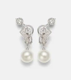 Pearlescent 18kt white gold earrings with diamonds and pearls Pearlescent 18kt white gold earrings with diamonds and pearls