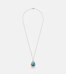 Pendentif L'ocean 9kt gold necklace with turquoise, diamonds, and gemstones