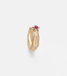 Pendiente individual Baba Medium de oro de 18 ct con diamantes y rubí Pendiente individual Baba Medium de oro de 18 ct con diamantes y rubí