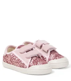 PèPè Sequined suede-trimmed sneakers