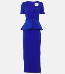 Peplum silk and wool-blend midi dress Peplum silk and wool-blend midi dress