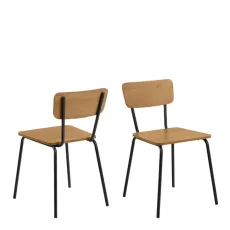 Peru Dining Chair In Steel And Oak Set Of