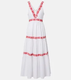 Petalia embroidered cotton maxi dress