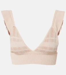 Petra checked ribbed-knit bra top Petra checked ribbed-knit bra top